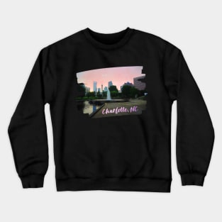 Cool photography of Charlotte North Carolina skyline blue sky sunset USA city break Crewneck Sweatshirt